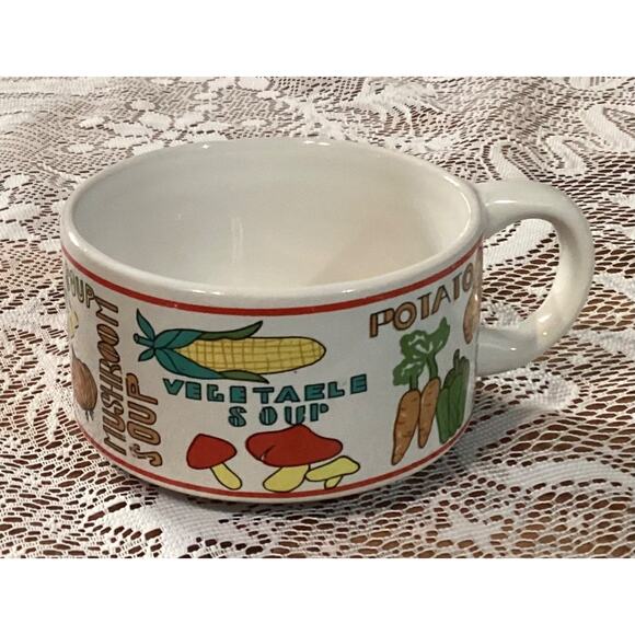 Set of 2 Vintage Cisco Stackable Soup Bowl Mugs Chicken Mushroom Onion Celery - Picture 9 of 10